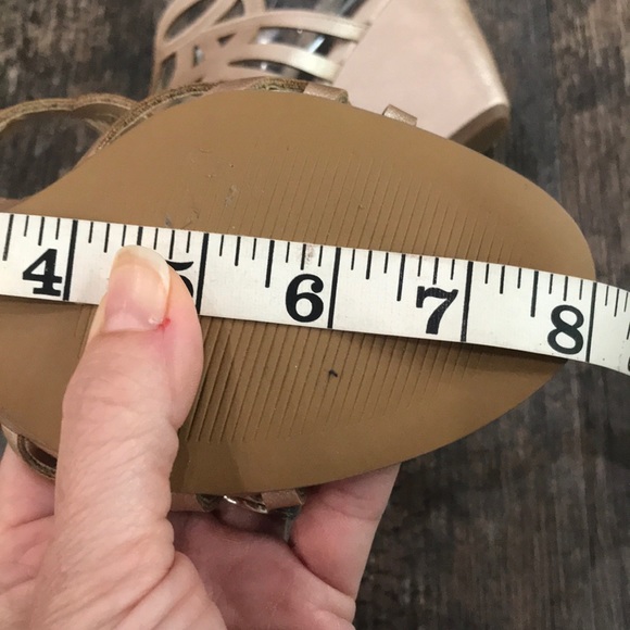 Studio Isola Metallic Champagne Wedge Sandals - Picture 9 of 11